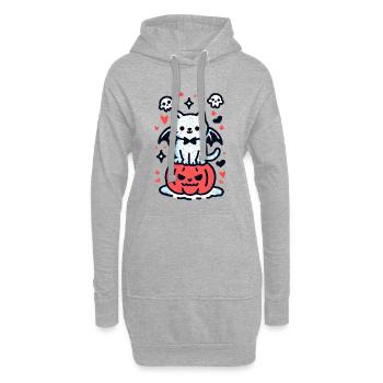Chat citrouille - Sweat-shirt à capuche long Femme - gris chiné - Devant