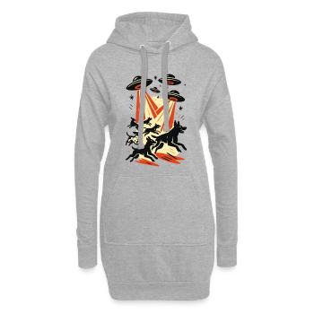 Extraterrestre OVNI OVNI Chiens Galactiques Faisceau Cadeau - Sweat-shirt à capuche long Femme - gris chiné - Devant
