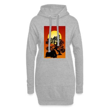Silhouette Elefant und Baum in Afrika - Hoodie-Kleid - Grau meliert - Vorne
