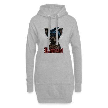 Urban Hund mit Bandana und Goldkette - Hoodie-Kleid - Grau meliert - Vorne
