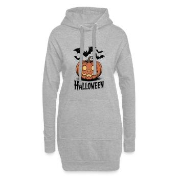 Motif effrayant de citrouille d'Halloween avec des chauves-souris - Sweat-shirt à capuche long Femme - gris chiné - Devant