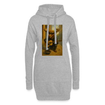 Elch-Straßenmusiker mit Sonnenblumen und Sonnenbrille - Hoodie-Kleid - Grau meliert - Vorne