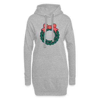 Couronne pour Noël - Sweat-shirt à capuche long Femme - gris chiné - Devant