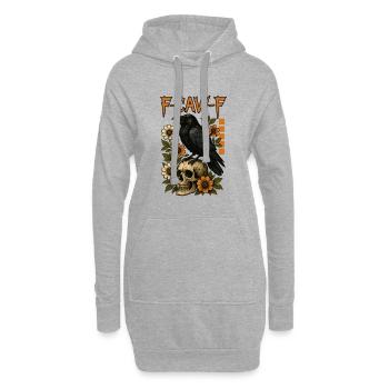 F Caw F Corbeau Corbeau Fleur Halloween - Sweat-shirt à capuche long Femme - gris chiné - Devant