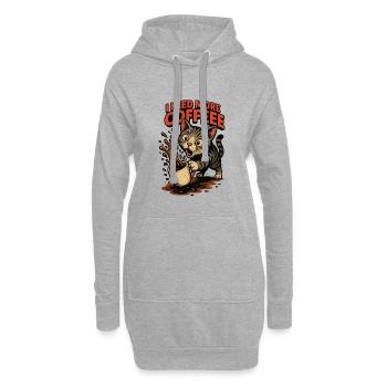 Kaffee Verlangen Katze Cartoon-Kaffee Katze Raserei - Hoodie-Kleid - Grau meliert - Vorne