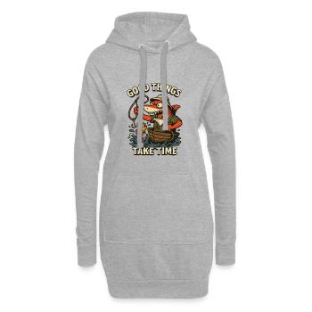 Les bonnes choses prennent du temps Pêche requin - Sweat-shirt à capuche long Femme - gris chiné - Devant
