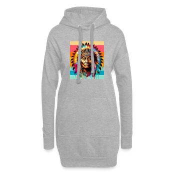 Amerikanisch, Indianer, Amerikaner - Hoodie-Kleid - Grau meliert - Vorne