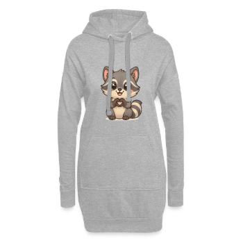 Mignon raton laveur avec des mains de cœur - Sweat-shirt à capuche long Femme - gris chiné - Devant