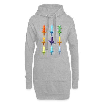 Bunte Fantasy Schwerter Design - Hoodie-Kleid - Grau meliert - Vorne