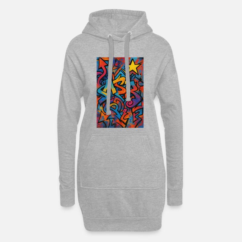 Astr Graffiti Farbexplosion - Hoodie-Kleid - Grau meliert