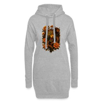 Fauchender Leopard & Schlange im Retro Design - Hoodie-Kleid - Grau meliert - Vorne