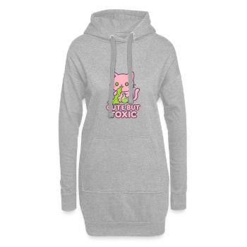 Chat Kawaii Toxique - Sweat-shirt à capuche long Femme - gris chiné - Devant