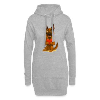 Malinois avec coeur dessin animé - Sweat-shirt à capuche long Femme - gris chiné - Devant