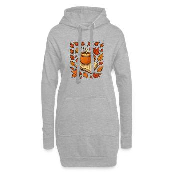 Herbstlese: Kaffee & Buch - Hoodie-Kleid - Grau meliert - Vorne