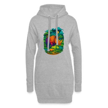 Regenbogen Rhino - Hoodie-Kleid - Grau meliert - Vorne