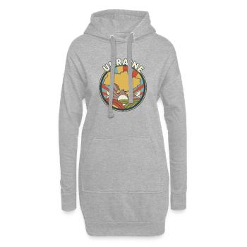 Ukraine Retro Sunrise Emblem - Hoodie Dress - heather grey - Front