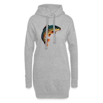 Springender Karpfen  - Hoodie-Kleid - Grau meliert - Vorne