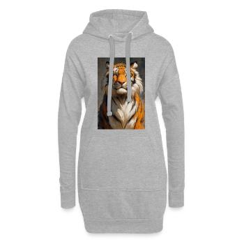 Illustration eines Tigers - Hoodie-Kleid - Grau meliert - Vorne