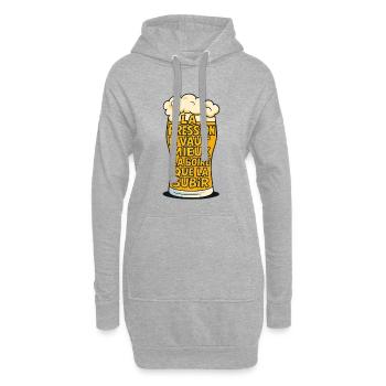 Druck: Lieber trinken, als ihn ertragen - Hoodie-Kleid - Grau meliert - Vorne
