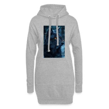 Illustration eines Wolfes - Hoodie-Kleid - Grau meliert - Vorne