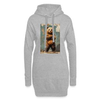 Illustration eines Bären - Hoodie-Kleid - Grau meliert - Vorne
