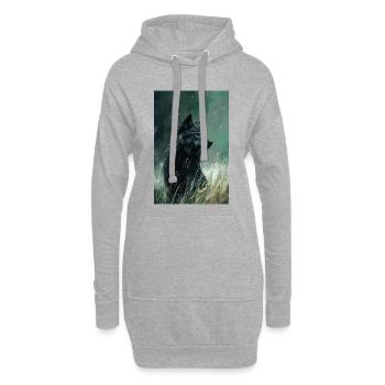 Illustration eines Wolfes - Hoodie-Kleid - Grau meliert - Vorne