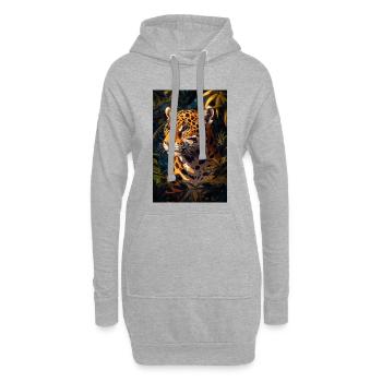 Illustration eines Jaguars - Hoodie-Kleid - Grau meliert - Vorne