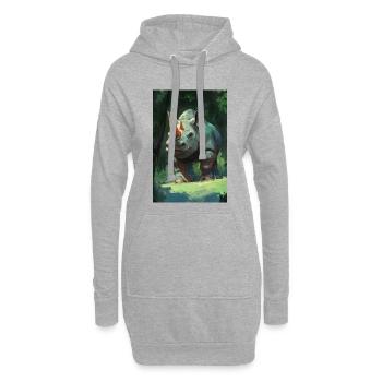 Illustration eines Nashorns - Hoodie-Kleid - Grau meliert - Vorne