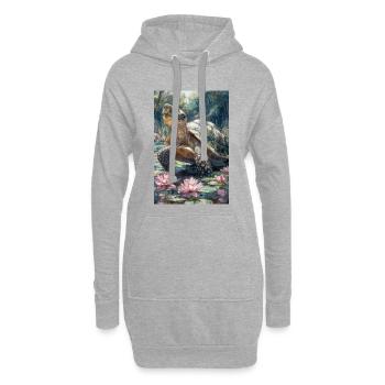 Illustration einer Schildkröte - Hoodie-Kleid - Grau meliert - Vorne