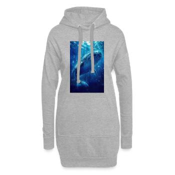 Illustration eines Wals - Hoodie-Kleid - Grau meliert - Vorne