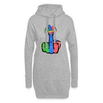 Mittelfinger Stingerfinger Karneval - Hoodie-Kleid - Grau meliert - Vorne