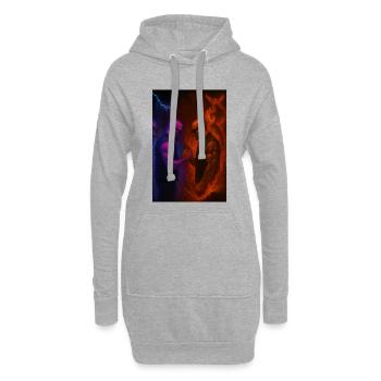 Feuer gegen Eis Duell der Elemente - Hoodie-Kleid - Grau meliert - Vorne