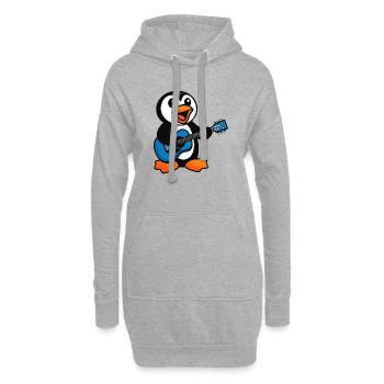 Süßer Pinguin Gitarre Gitarrist Musik Singer Chibi - Hoodie-Kleid - Grau meliert - Vorne