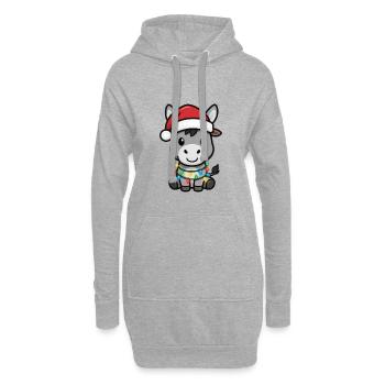 Esel Elfe Xmas Lustiges Weihnachtsgeschen - Hoodie-Kleid - Grau meliert - Vorne