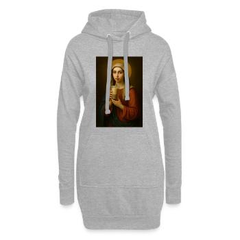 Heilige trinkt Bubble Tea - Hoodie-Kleid - Grau meliert - Vorne
