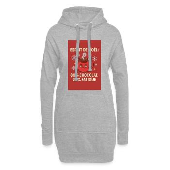 Weihnachten – 80 % Schokolade, 20 % Müdigkeit – Design - Hoodie-Kleid - Grau meliert - Vorne