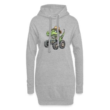 Dinosaurier T-Rex Traktor Farmer - Hoodie-Kleid - Grau meliert - Vorne