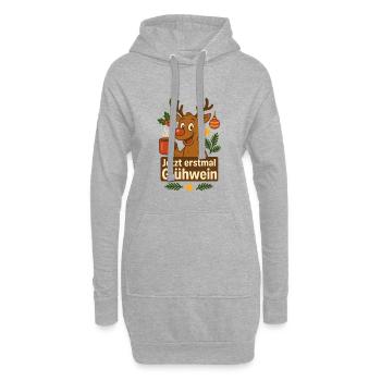Drôle de renne de vin chaud - Sweat-shirt à capuche long Femme - gris chiné - Devant