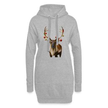 Rentier Weihnachts Reh Hirsch - Hoodie-Kleid - Grau meliert - Vorne