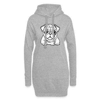 weißer Mops Hunde T-shirt Geschenk Weihnachten - Hoodie-Kleid - Grau meliert - Vorne