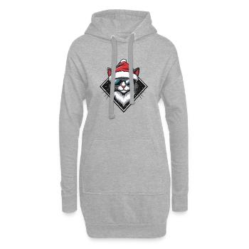 Chat Santa Noël - Sweat-shirt à capuche long Femme - gris chiné - Devant