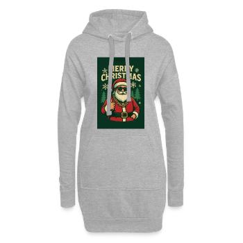Chilliger Santa mit Sonnenbrille - Hoodie-Kleid - Grau meliert - Vorne