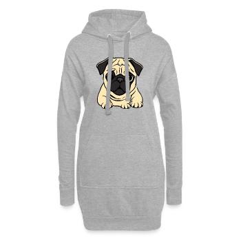 Mops Hunde T-shirt Geschenk Weihnachten - Hoodie-Kleid - Grau meliert - Vorne