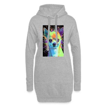 Chihuahua Pop Art Coloré - Sweat-shirt à capuche long Femme - gris chiné - Devant