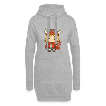 Cute_Norwegian_Viking_Girl_Kawaii_Cartoon_ - Sweat-shirt à capuche long Femme - gris chiné - Devant