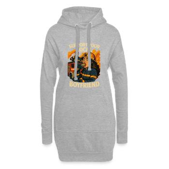 Soutenez votre ami pompier - Sweat-shirt à capuche long Femme - gris chiné - Devant