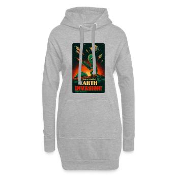 RétroPoster de l’Invasion de la Terre Extraterrestre - Sweat-shirt à capuche long Femme - gris chiné - Devant