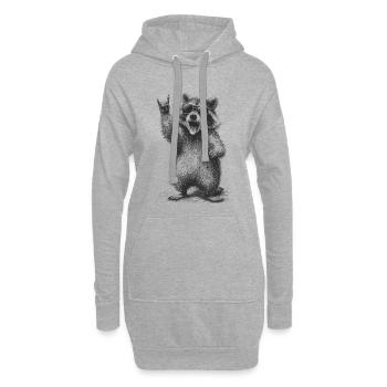 Raccoon Silhouette mit Pfotengruß - Hoodie-Kleid - Grau meliert - Vorne