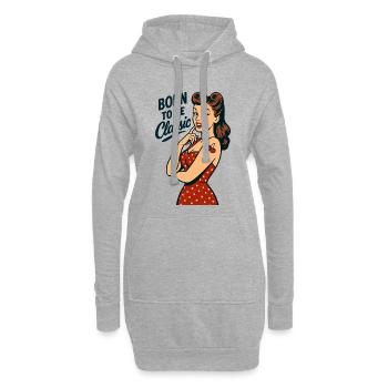 Cadeau rétro classique né de la Pin-Up Rockabilly - Sweat-shirt à capuche long Femme - gris chiné - Devant
