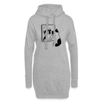 Katze Spiegel Selfie - Hoodie-Kleid - Grau meliert - Vorne